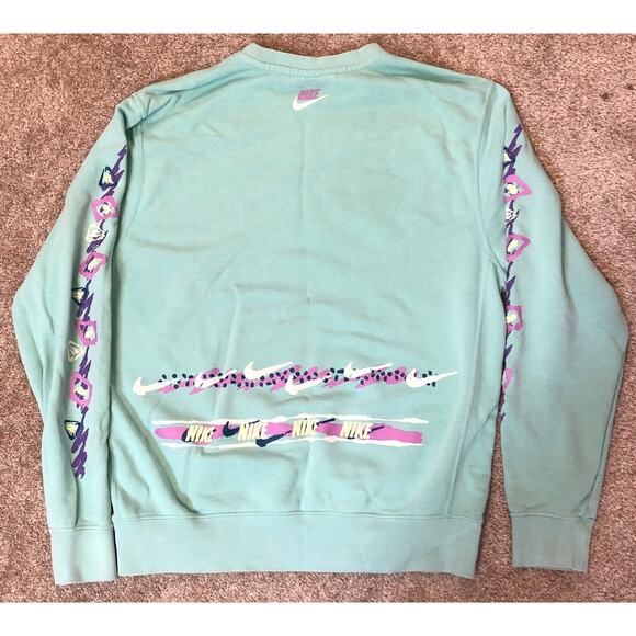 90s Nike Stories Vintage Black Tag Sweatshirt Swoosh Double Sided Green Medium - Picture 2 of 6